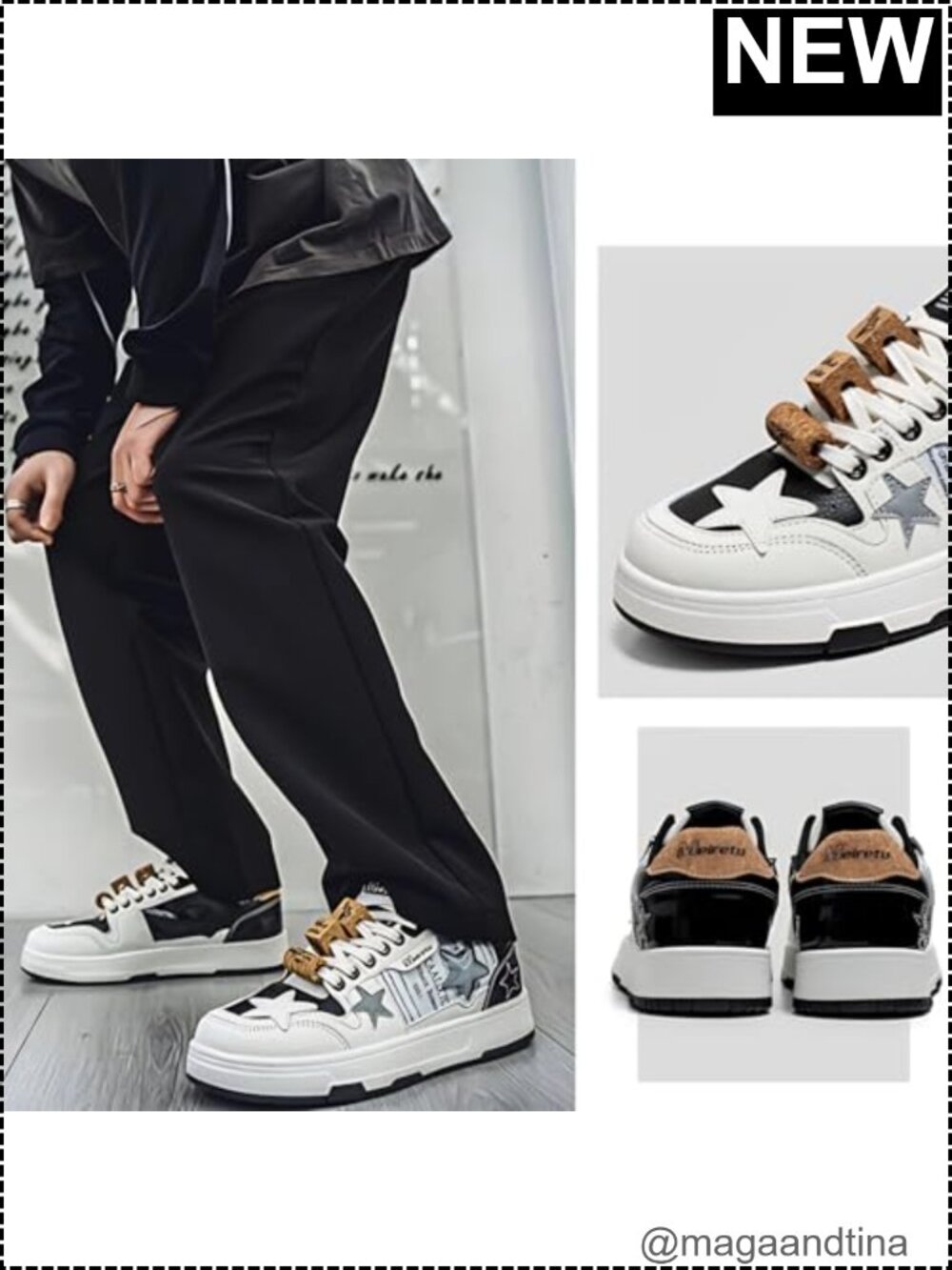 Unisex Retro Platform Chunky Sneakers Cork Faux Leather Lace-Up Fashion Sneakers - Picture 3 of 5